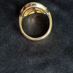 Coach | Jewelry | Coach Gold Peace Sign Ring With Pave Crystals Size 7 ...